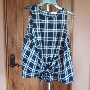 Alythea Plaid Check Sleeveless Top